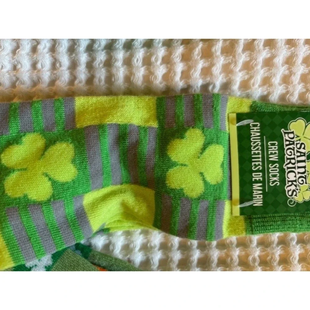 Saint Patrick's Day Socks Bundle 3 Pairs Crew Knee High Green Shamrock Argyle